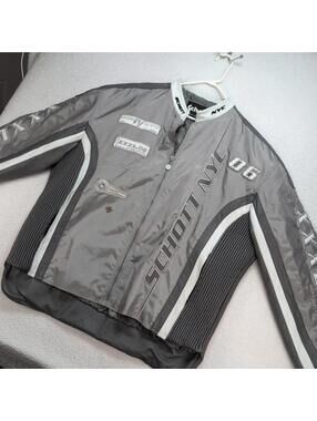 Vintage Schott NYC Motorcycle Leather Racing Jacket Mens 4XL Padded Zip Gray EUC